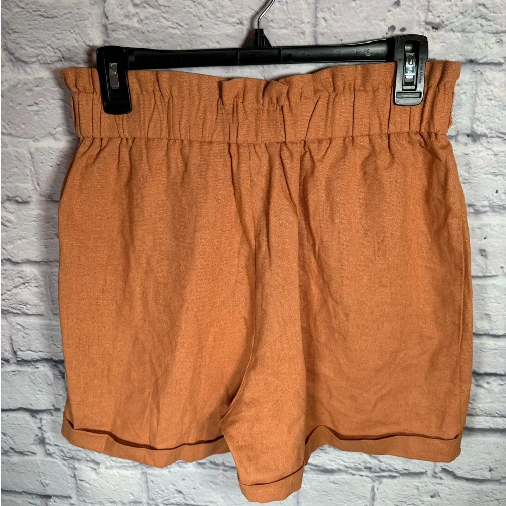Crosby The Waist paper bag linen blend shorts orange fall color‎ women size 4